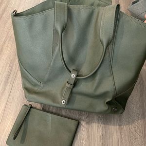 Olive green Lululemon bag with pouch